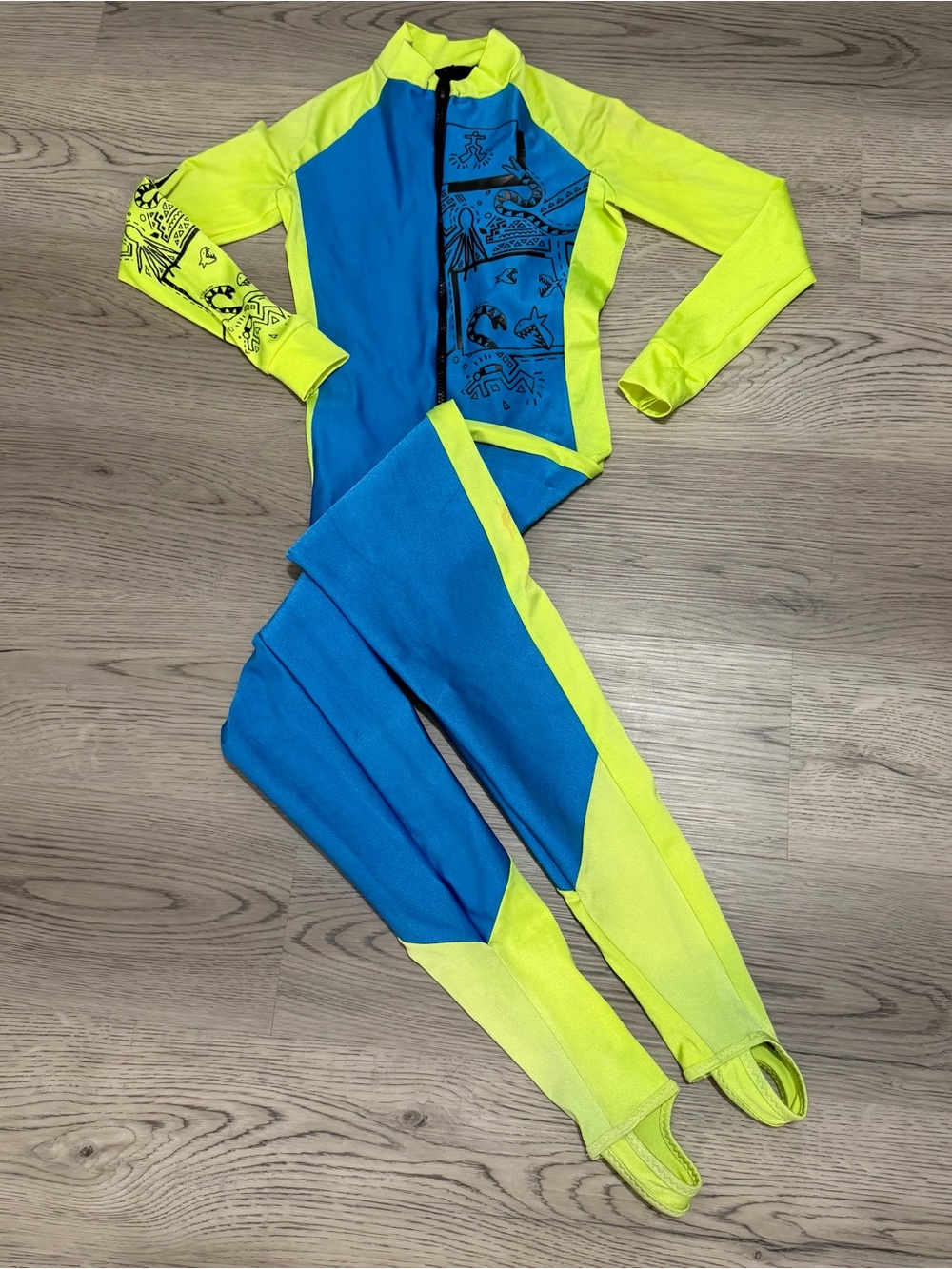 Vintage Skins By Oztex Dive Skin Surf Suit Neon Graphic Women Small Water Sports